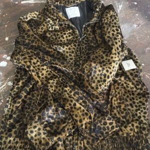 Urban Outfitters Leopard Fur Bomber Jacket L NWT